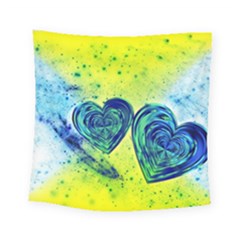 Heart Emotions Love Blue Square Tapestry (small)