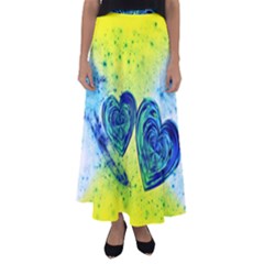 Heart Emotions Love Blue Flared Maxi Skirt