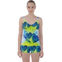 Heart Emotions Love Blue Tie Front Two Piece Tankini View1