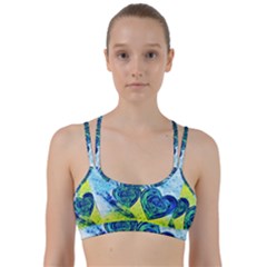 Heart Emotions Love Blue Line Them Up Sports Bra by HermanTelo