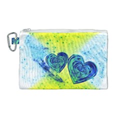 Heart Emotions Love Blue Canvas Cosmetic Bag (large)