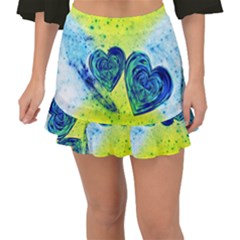 Heart Emotions Love Blue Fishtail Mini Chiffon Skirt