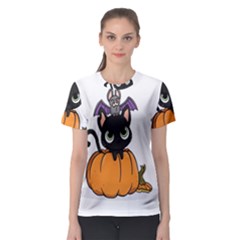 Halloween Cute Cat Women s Sport Mesh Tee