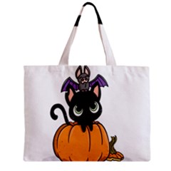 Halloween Cute Cat Zipper Mini Tote Bag