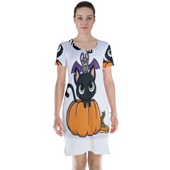 Halloween Cute Cat Short Sleeve Nightdress