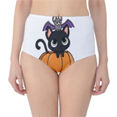 Halloween Cute Cat Classic High-waist Bikini Bottoms