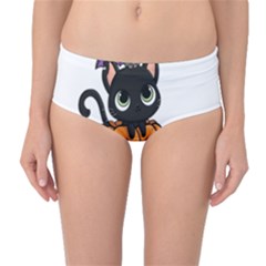 Halloween Cute Cat Mid-waist Bikini Bottoms by HermanTelo