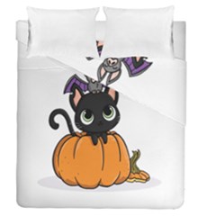 Halloween Cute Cat Duvet Cover Double Side (queen Size)