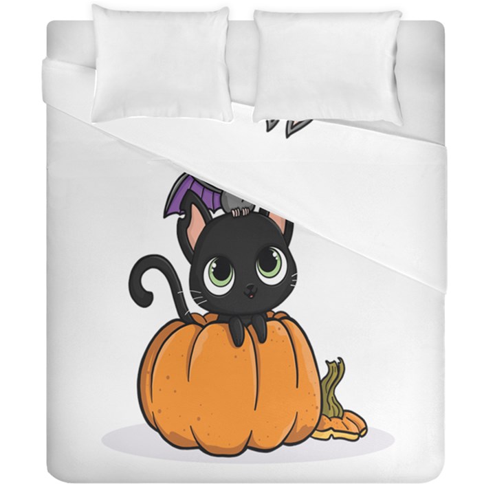 Halloween Cute Cat Duvet Cover Double Side (California King Size)