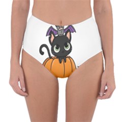 Halloween Cute Cat Reversible High-waist Bikini Bottoms