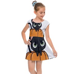 Halloween Cute Cat Kids  Cap Sleeve Dress by HermanTelo