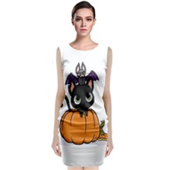 Halloween Cute Cat Sleeveless Velvet Midi Dress