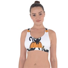 Halloween Cute Cat Cross String Back Sports Bra by HermanTelo