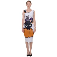 Halloween Cute Cat Sleeveless Pencil Dress by HermanTelo