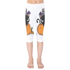 Halloween Cute Cat Kids  Capri Leggings 