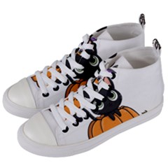 Halloween Cute Cat Women s Mid-top Canvas Sneakers