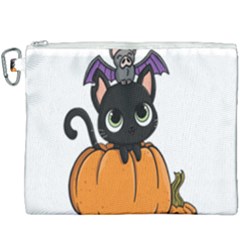 Halloween Cute Cat Canvas Cosmetic Bag (xxxl) by HermanTelo