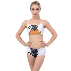 Halloween Cute Cat Layered Top Bikini Set