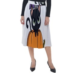 Halloween Cute Cat Classic Velour Midi Skirt  by HermanTelo