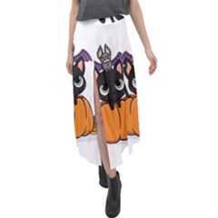 Halloween Cute Cat Velour Split Maxi Skirt