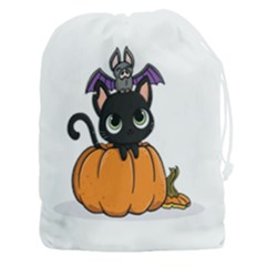 Halloween Cute Cat Drawstring Pouch (3xl) by HermanTelo