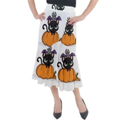 Halloween Cute Cat Midi Mermaid Skirt