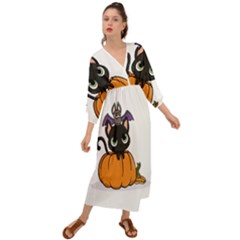 Halloween Cute Cat Grecian Style  Maxi Dress by HermanTelo