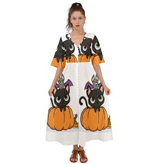 Halloween Cute Cat Kimono Sleeve Boho Dress