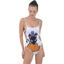 Halloween Cute Cat Tie Strap One Piece Swimsuit View1