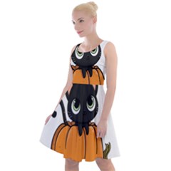 Halloween Cute Cat Knee Length Skater Dress