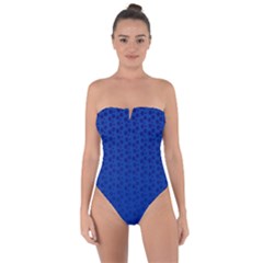 Background Polka Blue Tie Back One Piece Swimsuit