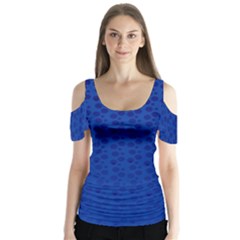 Background Polka Blue Butterfly Sleeve Cutout Tee 