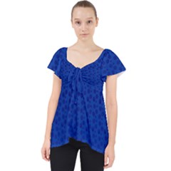 Background Polka Blue Lace Front Dolly Top by HermanTelo