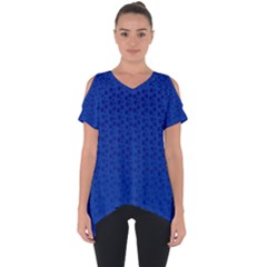 Background Polka Blue Cut Out Side Drop Tee