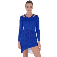 Background Polka Blue Asymmetric Cut-out Shift Dress