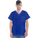 Background Polka Blue Men s V-Neck Scrub Top View1