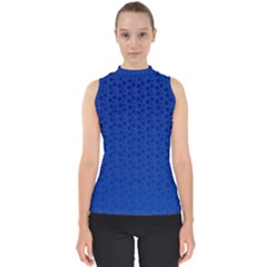 Background Polka Blue Mock Neck Shell Top by HermanTelo