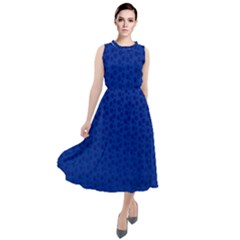 Background Polka Blue Round Neck Boho Dress