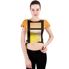 Abstract Anthropomorphic Art Crew Neck Crop Top