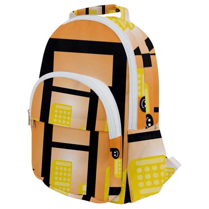 Abstract Anthropomorphic Art Rounded Multi Pocket Backpack