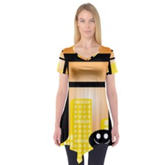 Abstract Anthropomorphic Art Short Sleeve Tunic 