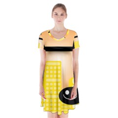 Abstract Anthropomorphic Art Short Sleeve V-neck Flare Dress by HermanTelo