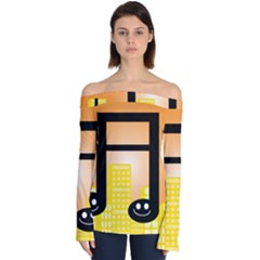 Abstract Anthropomorphic Art Off Shoulder Long Sleeve Top