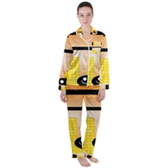 Abstract Anthropomorphic Art Satin Long Sleeve Pyjamas Set