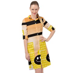 Abstract Anthropomorphic Art Long Sleeve Mini Shirt Dress