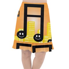 Abstract Anthropomorphic Art Fishtail Chiffon Skirt