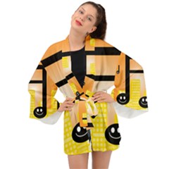 Abstract Anthropomorphic Art Long Sleeve Kimono