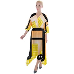 Abstract Anthropomorphic Art Quarter Sleeve Wrap Front Maxi Dress by HermanTelo