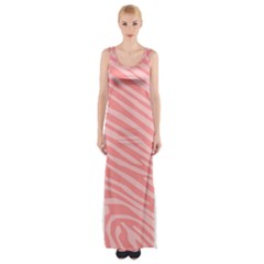 Pattern Texture Pink Thigh Split Maxi Dress