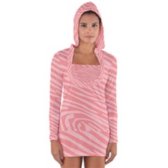 Pattern Texture Pink Long Sleeve Hooded T-shirt by HermanTelo